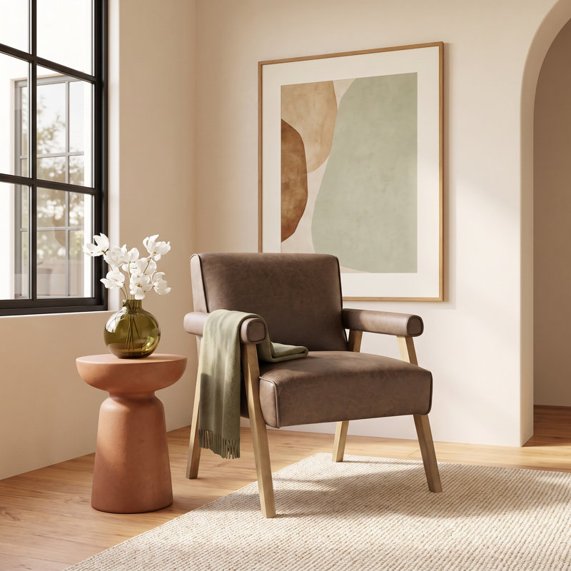 Tiberias Ophelia Vegan Leather Arm Chair, Earth Vegan Leather