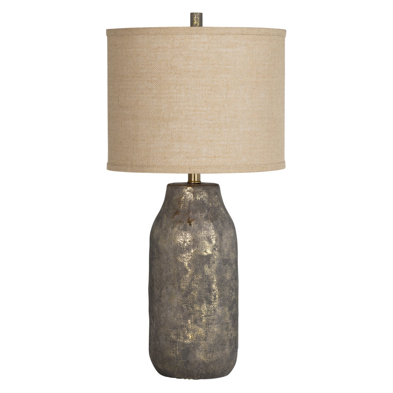 28.5" Ceramic Table Lamp With Beige Shade