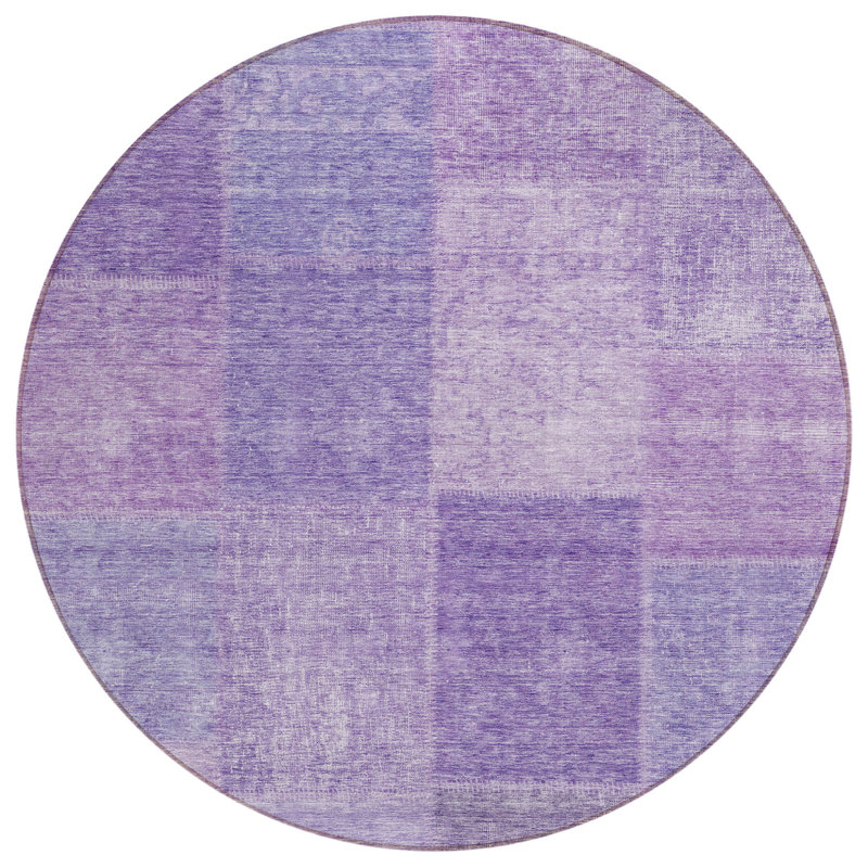 Tapis rond lavable et mauve 8 po