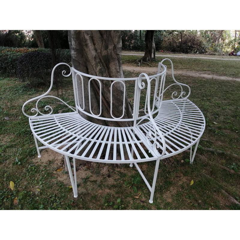  Penn Metal Tree Bench, 94cm H × 175cm W × 87cm D, White