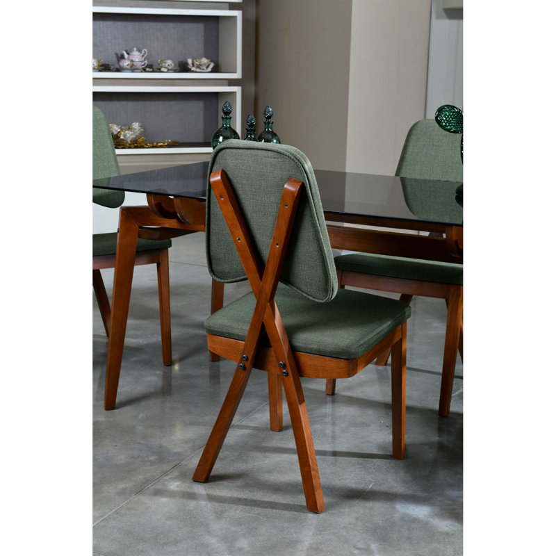 Ensemble repas pour quatre personnes, Noyer / vert