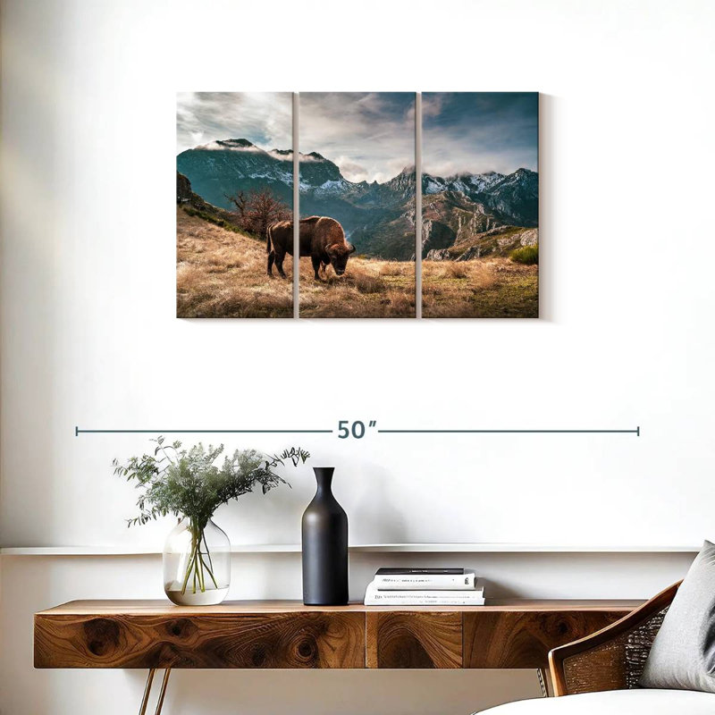 Brampt Bison Mountain Landscape, 20" H x 33" W