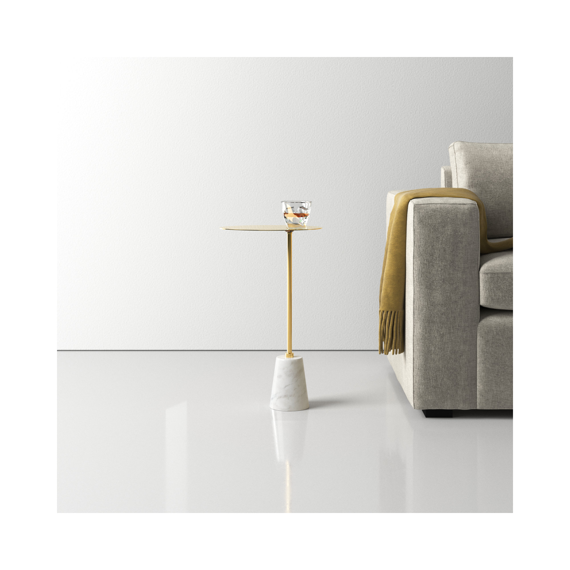 Churchill End Table, White, Gold