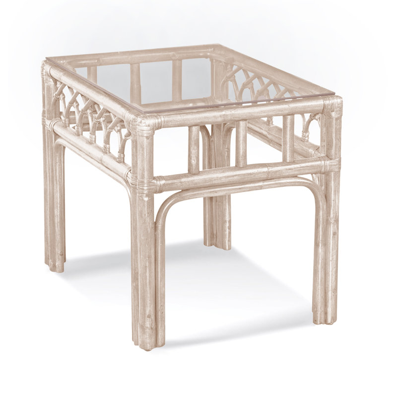 Edgewater Glass End Table, Bisque