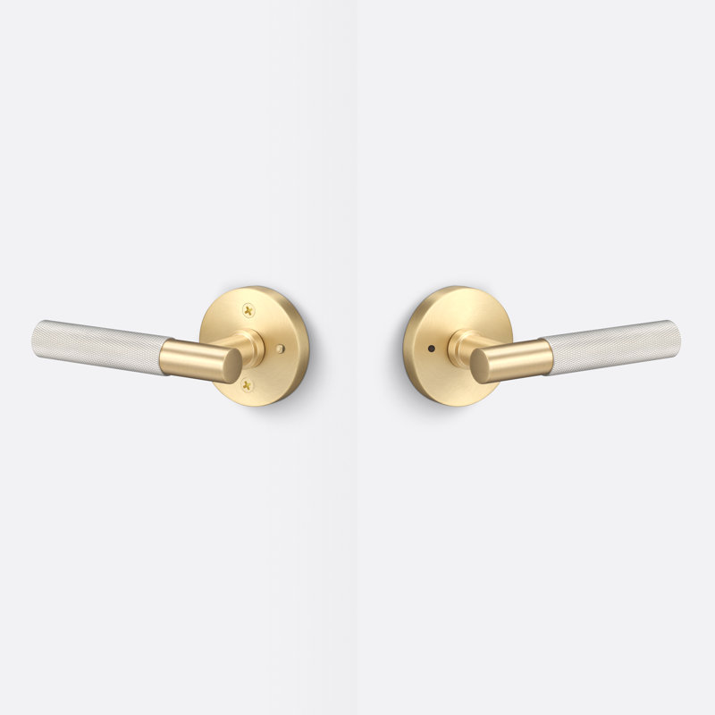 Aspra Round Privacy Rosette, Knurled Grip, Satin Brass/Satin Nickel