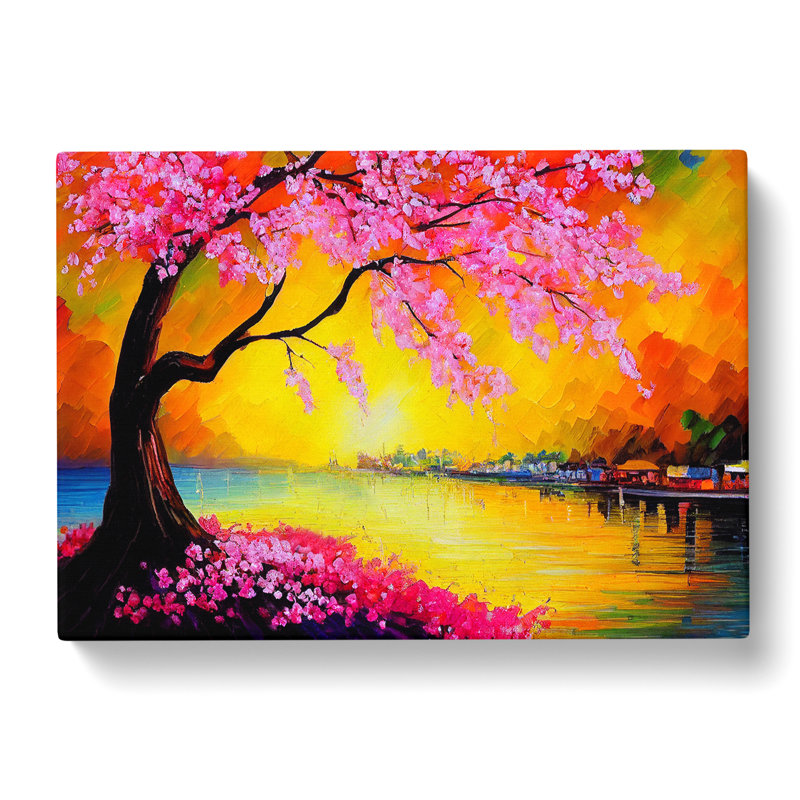 Cherry Blossom Tree Glow - Wrapped Canvas, 35cm H x 50cm W x 3cm D