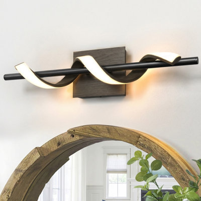 24''W Dimmable LED 3CCT(Warm Yellow/Natural White/Cold White) Adjustable Water-transferred Walnut Iron and Aluminum Vanity Lighting