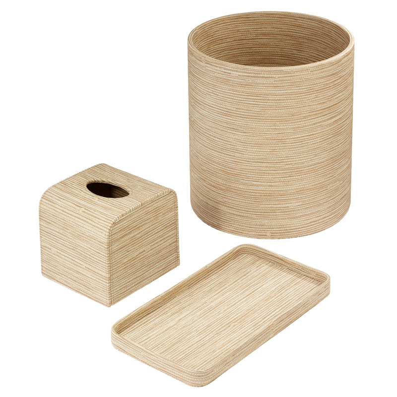 Grasscloth Tissue Box Cover, Latte