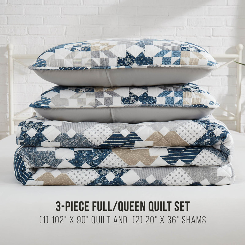 Lucky Brand Serra Patch Reversible Quilt Set, Full/Queen