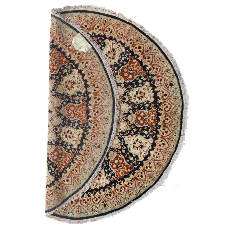 Tapis rond unique en laine noué à la main de style Oushak brun des années 2000 de 6 pi 5 po Gribble