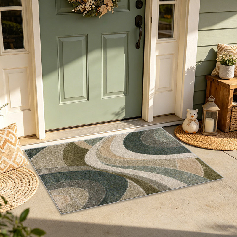 Green and Beige area rugs for Living Room, Soft and Comfortable, Suitable for all seasons, easy to maintain, machine washable Indoor floor mat, Under Table Farmhouse suitable for Bedroom, Dining Room, Study, Patio, Balcony, Home Decor