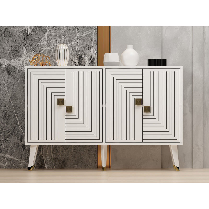 Odessa 80cm Sideboard, White/Gold