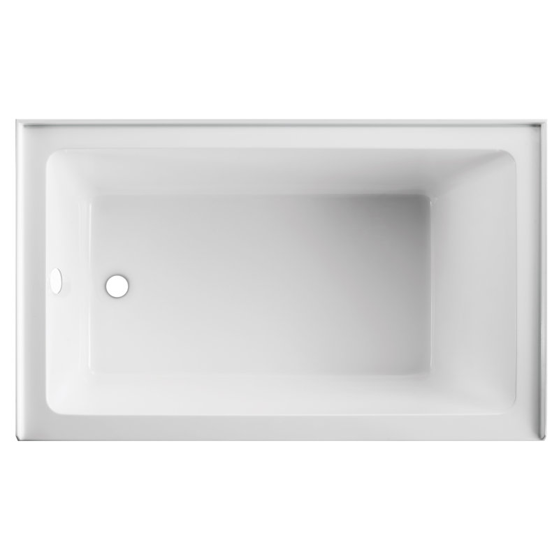 Baignoire alcôve moderne de 60 po x 36 po avec dossier ergonomique et base antidérapante, drain à gauche, blanc brillant - LUXE