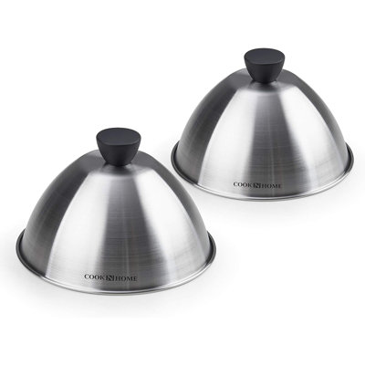 Cook N Home Stainless Steel 6 Inch Basting Cover, Grill Cooking Steaming Dome lid Set of 2, Multipurpose Kitchen Cooking & Outdoor Barbecue Covers, Dishwasher Safe
