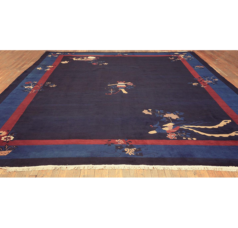 Classic Dark Blue Color with Special Details Chinese Culture Antique Peking Rug