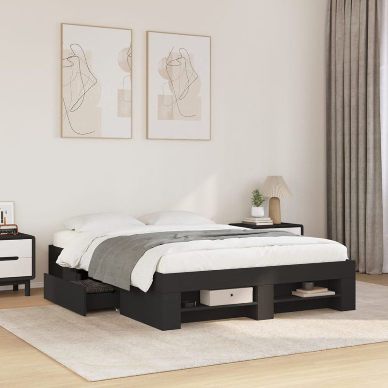 Abhijith Storage Bed, Black, Double (4'6)