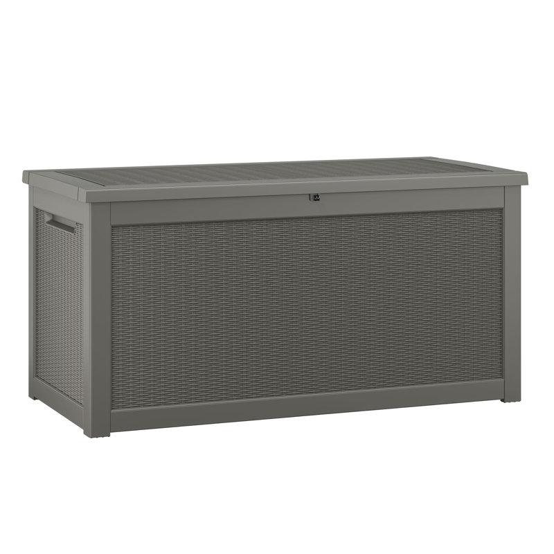 Water Resistant Resin Lockable Deck Box, Gray, 24.4" H x 47.8" W x 21.3" D