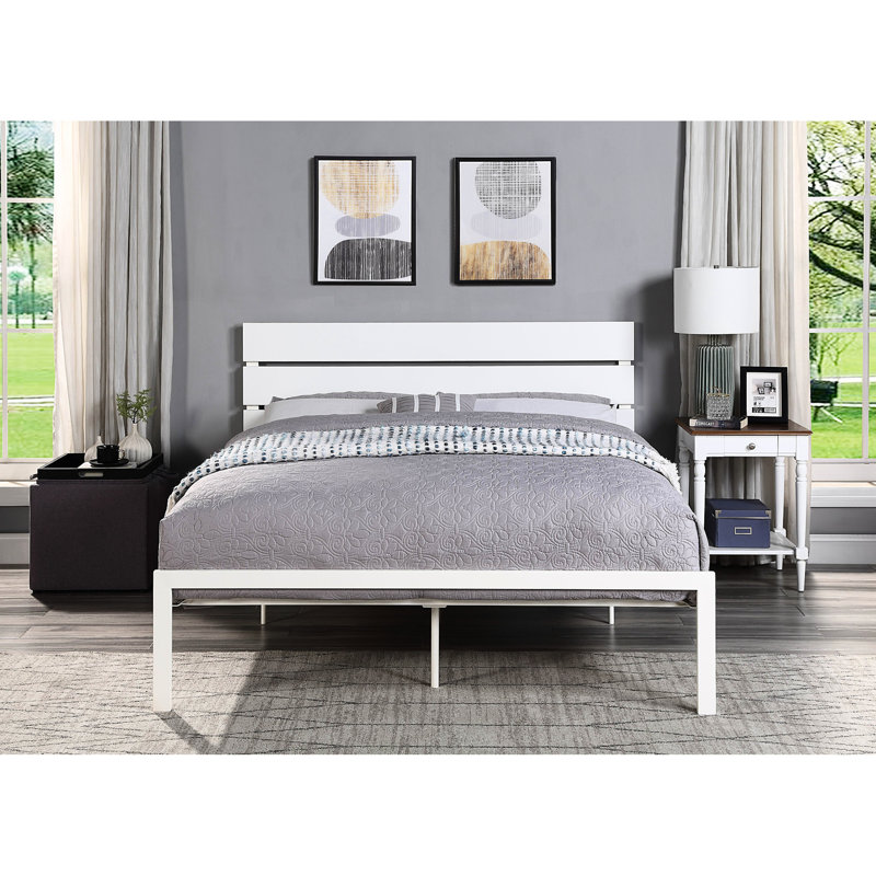 Grand lit en métal blanc pour l'espace de chambre à coucher - décontracté contemporain, support de poids 500 lb décontracté avec caractéristique d'endurance