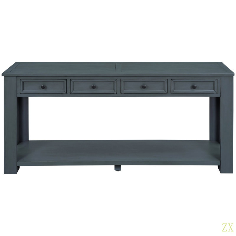 Console Table/Sofa Table With Storage Drawers And Bottom Shelf For Entryway Hallway, Navy