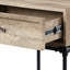 Industrial Rustic End Table With Shelf, Sandy Black And Oak Finish Rectangular In Fashion, Surface