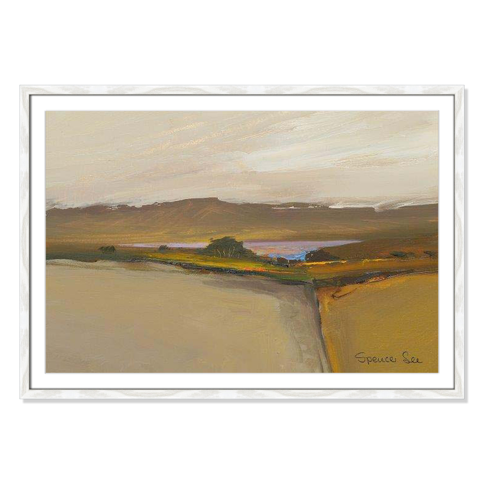 Heaven and Earth IV By Spencer Lee - Framed Art w/ 4 Ply Matboard, 25.5" H x 35.5" W x 0.75" D, White Framed