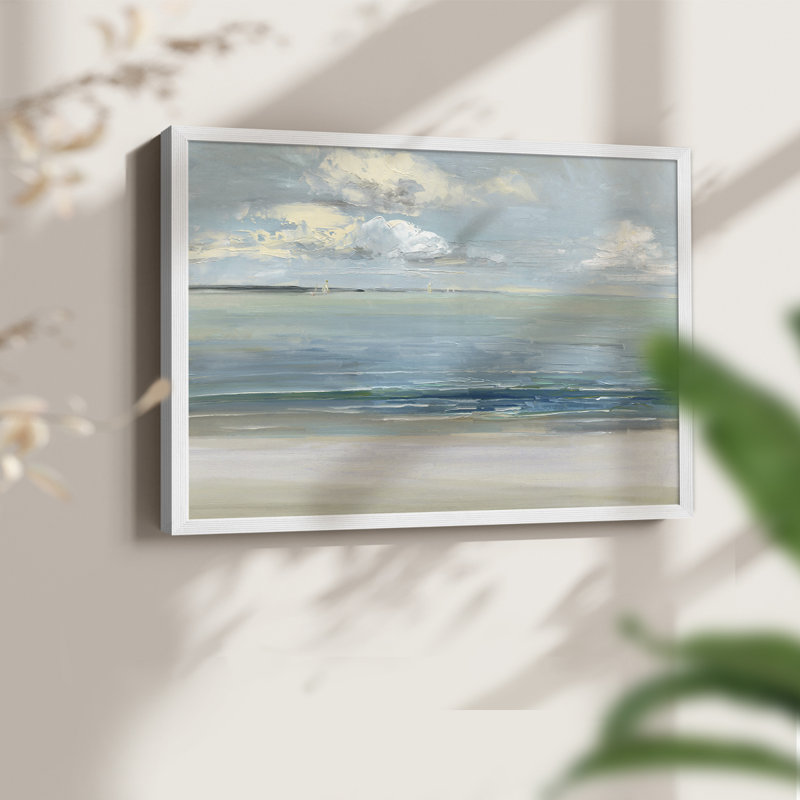 Across The Sound -Framed Print - Restickable, 11" H x 14" W, White
