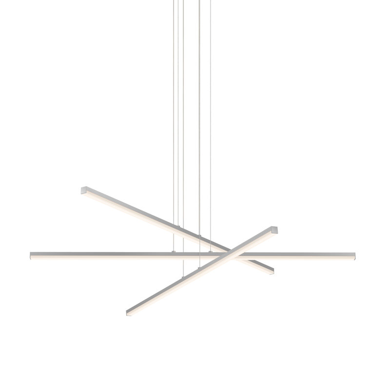 Lustre linéaire moderne à 3 lumières Stix, Aluminium satiné brillant