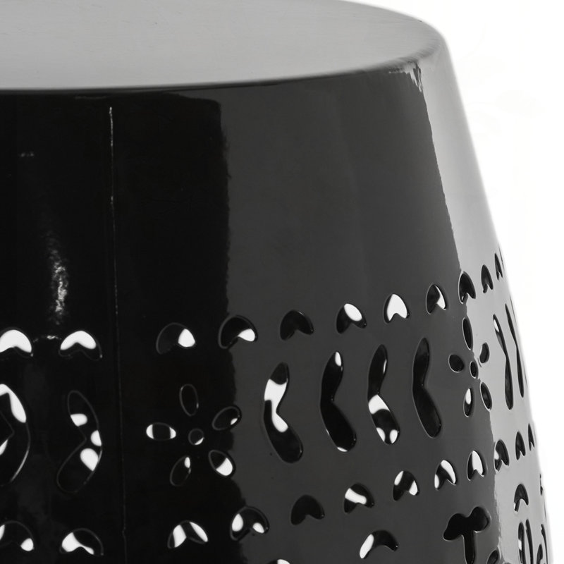 Table d'appoint en forme de tonneau en dentelle et dentelle, Noir