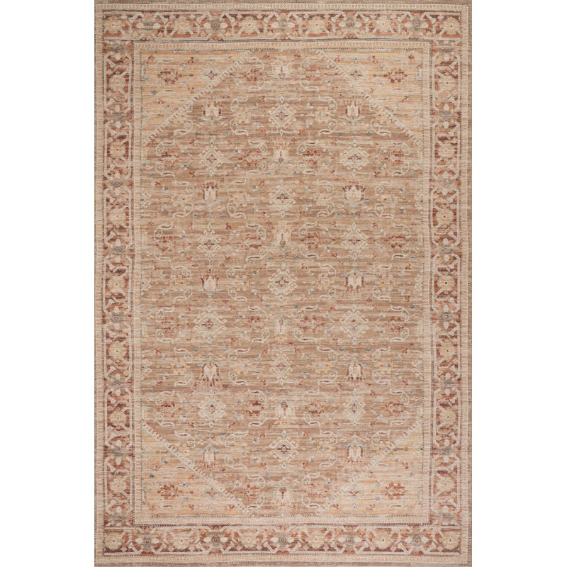 Nysera Traditional Bordered Area Rug, Rectangle 4' x 6', Beige