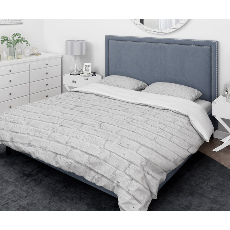 Ensemble de housse de couette murale brique designart, Housse de couette grand + 2 taies décoratives