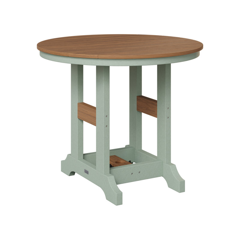 Garden Classic Outdoor Round Dining Table, Seafoam, Antique Mahogany