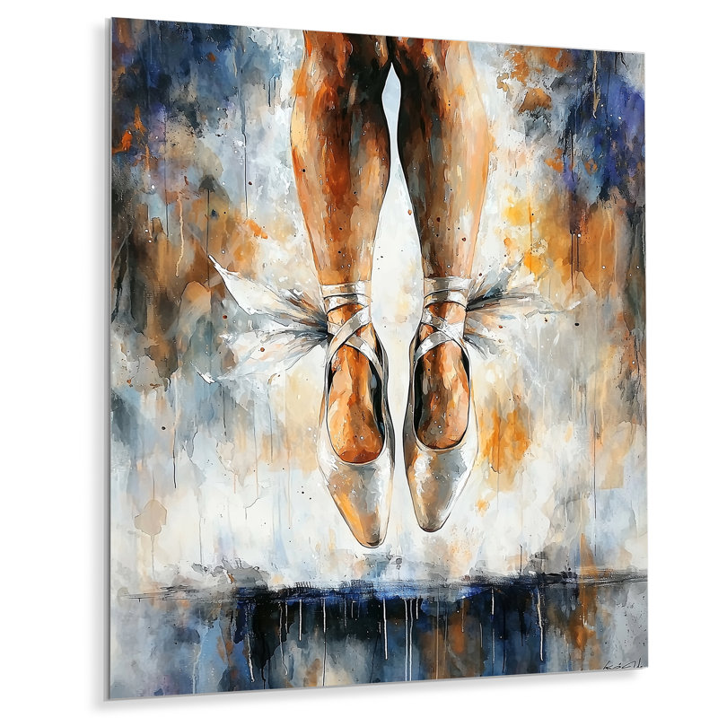 Chaussures de ballerine modernes - décoration murale en métal ballet, imprimé métallique glam, H 44 po x l 34 po