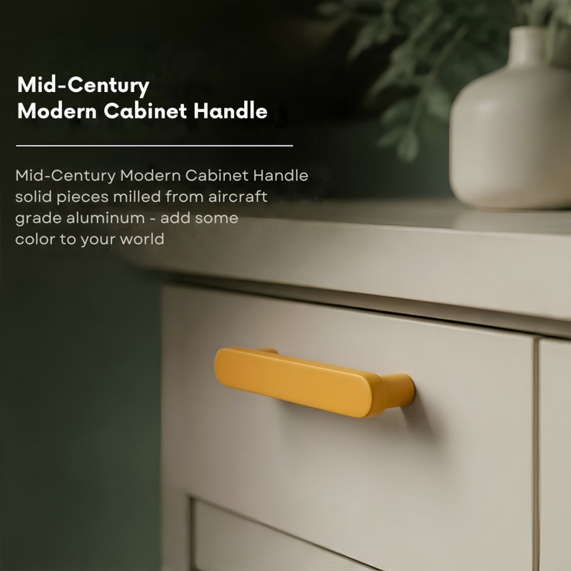 ROUS Hardware Mid-Century Modern Cabinet Handle 1-Count, 5'', Sunflower (Yellow)