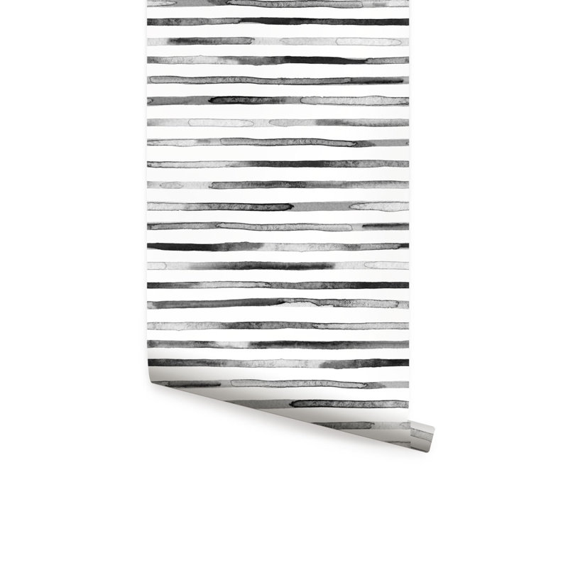 Panneau de papier peint Anabella, Noir / blanc,  L 2 pi x L 18 pi