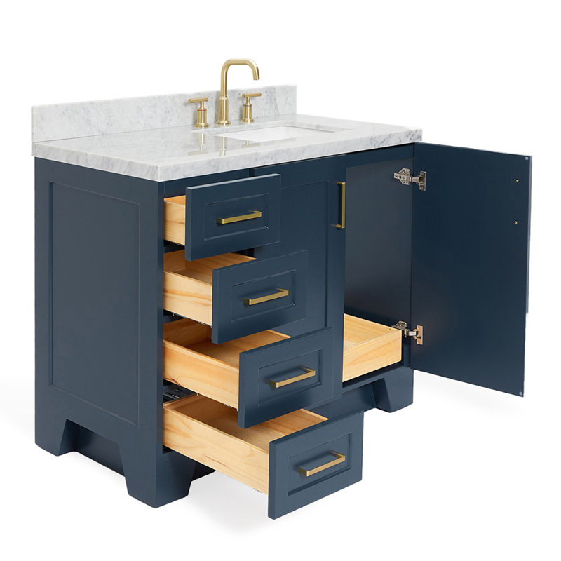ARIEL TAYLOR 43 IN RIGHT OFFSET RECTANGLE SINK VANITY, Right, Rectangle, Midnight Blue