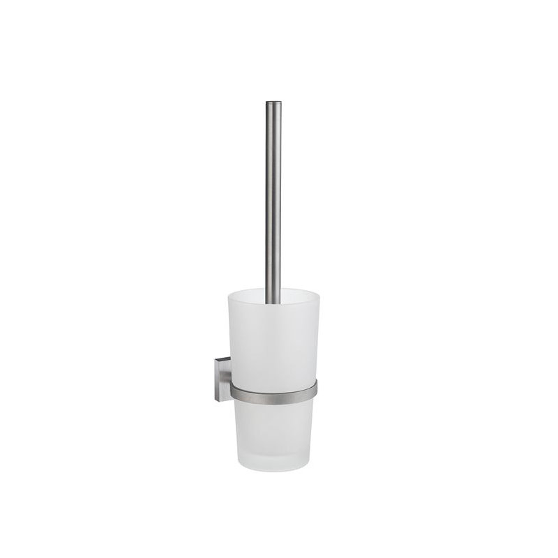 Wall Mounted Toilet Brush and Holder, Brushed Chrome