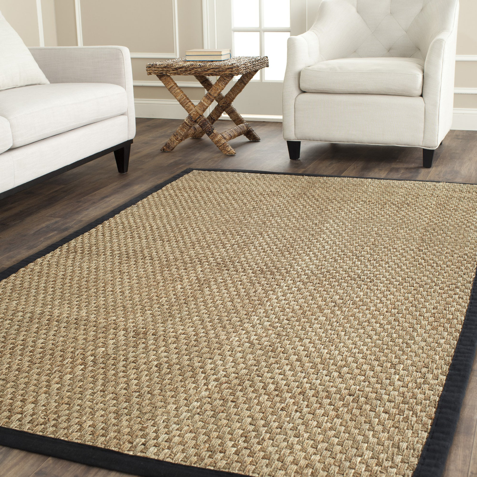 Natural Black Seagrass Rug, Rectangle 10' x 14'