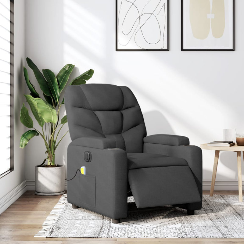 Fauteuil de massage, Poussoir électrique, Polyester gris
