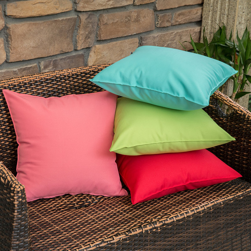 Outdoor Reversible Throw Pillow, 16" x 16" , Aqua