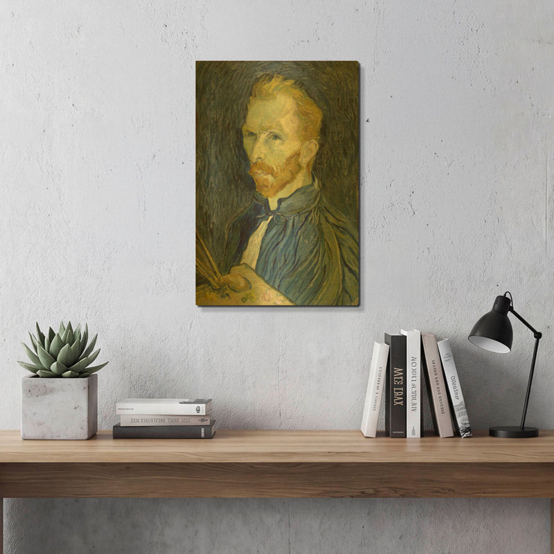 «Self-Portrait 1889» par Vincent Van Gogh, art mural en métal doré, 16 po x 24 po, 16 po x 24 po