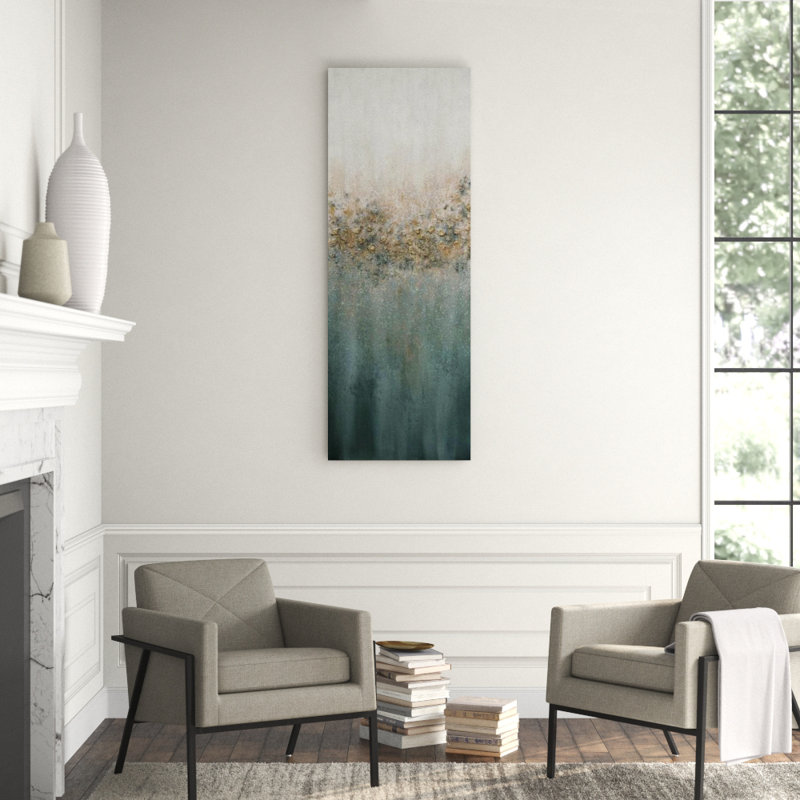 Emerald Drapery II Print by Beverly Fuller, Hand Painting Glass Coat with Glitter