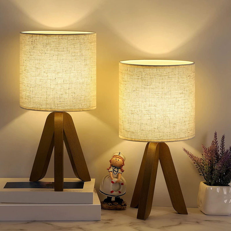 Lampe trépied Graycee, Brun, Lin