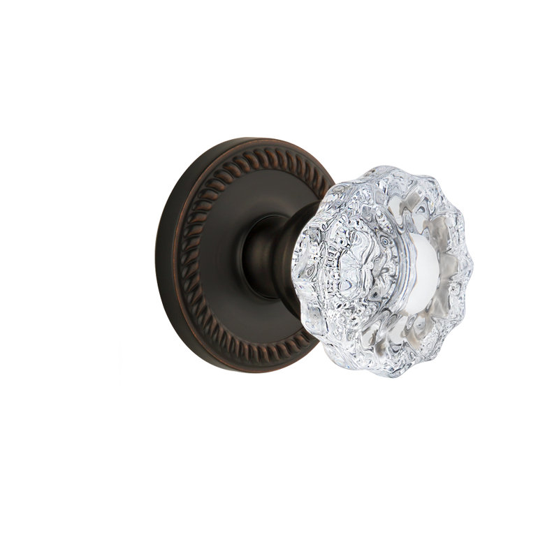 Grandeur Newport Rosette Pasage with Versailles Crystal Door Knob, Timeless Bronze, 2 3/8"