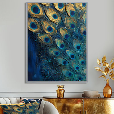 Aqua Peacock Plume Feathers - Feathers Wall Art