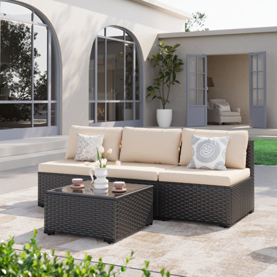 Gio 3-Person Outdoor Wicker Sofa Set With Cushion