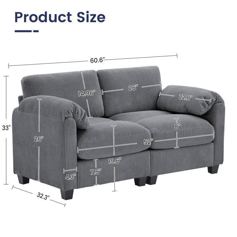 Canapé modulaire 60,6 po, Gris foncé