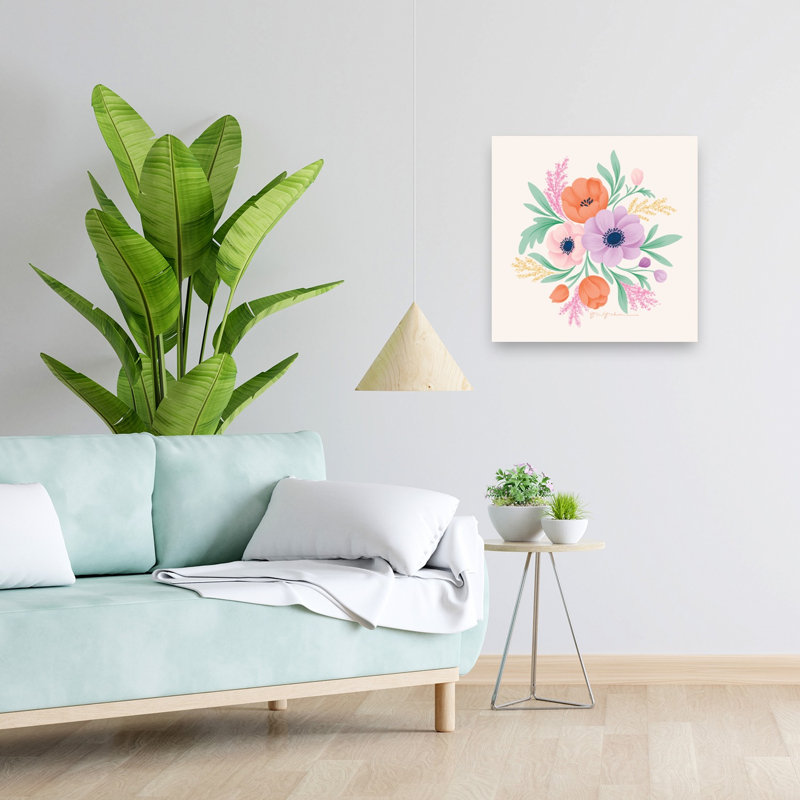 «Spring Blooms II Abstract Contemporary Flower Landscape», reproduction d'art mural, H 24 po x l 24 po
