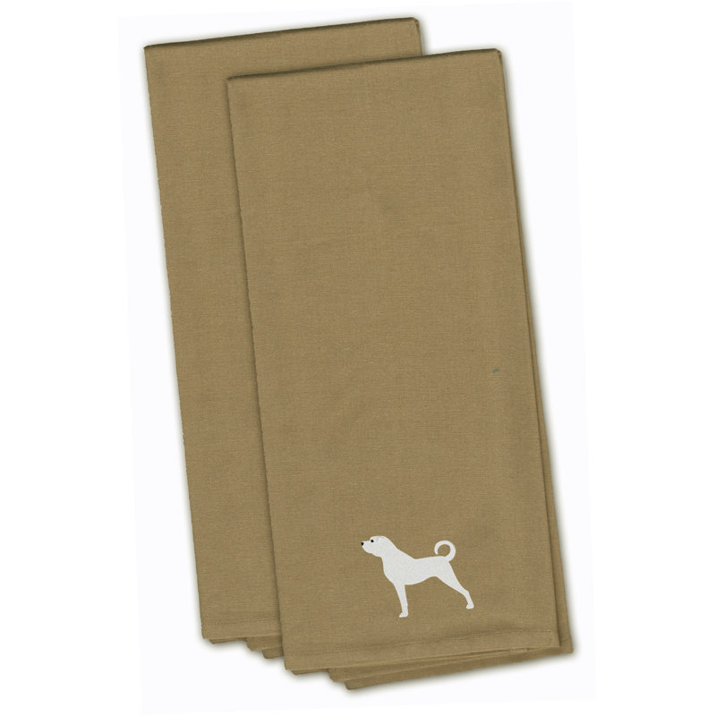 Serviette à thé de cuisine brodée anatolian berger, Brun clair, H 28 po x l 19 po x P 0,1 po