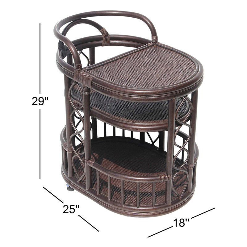 Ambrielle Rattan/Wicker Bar Cart, Dark Brown