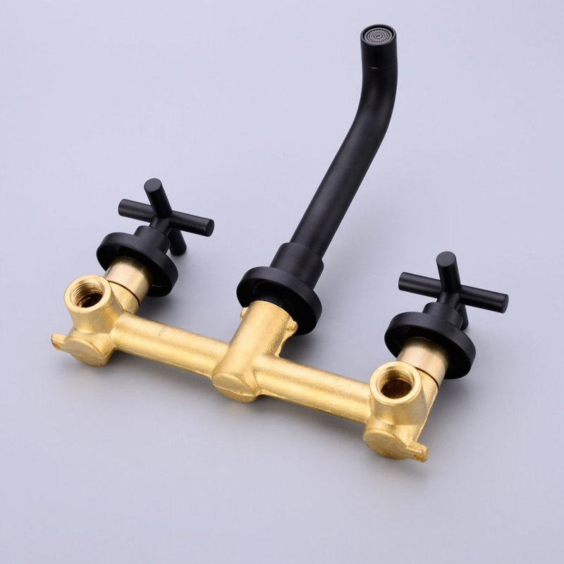 Matte Black Wall Mounted Faucet For Bathroom - Material & Smooth Operation Sink Rust- Brass Long-Term Durability, Matte Black